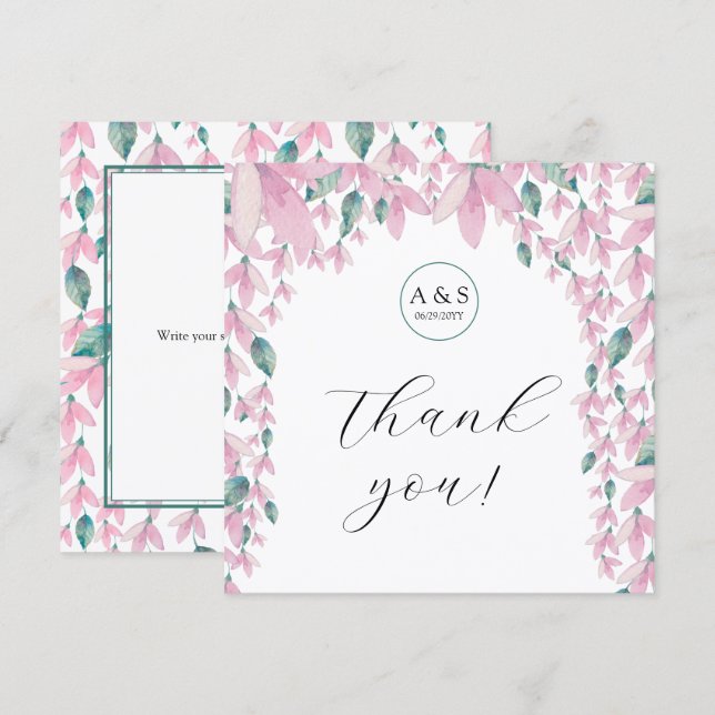 Charming Elegant Wisteria Floral Thank You Card (Front/Back)