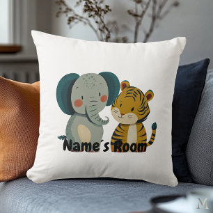 Charming Elephant and Tiger Pals Kids´ Room Cushion