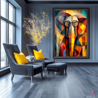 Charming Elephant – Cubist Scholar with Glasses