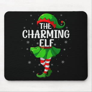 Charming Elf Christmas Girls Women Elf Squad Xmas Mouse Pad