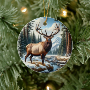 Charming Elk Animal Keepsake Ceramic Ornament