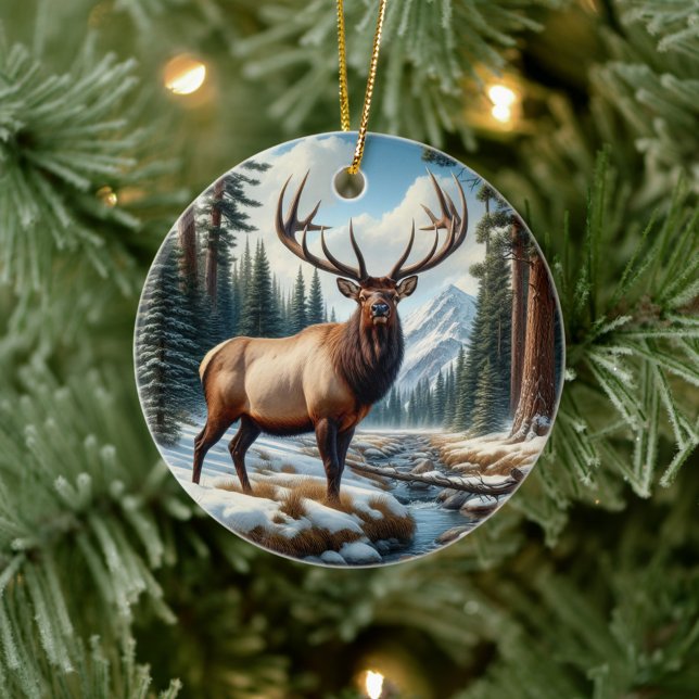 Charming Elk Animal Keepsake Ceramic Ornament (Creator Uploaded)