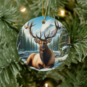 Charming Elk Animal Keepsake Ceramic Ornament