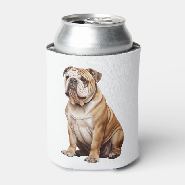 Charming English Bulldog Portrait - Adorable Canin Can Cooler (Can Front)