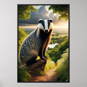 Charming European Badger  Poster