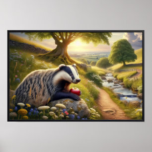 Charming European Badger  Poster
