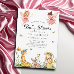 Charming Fairies Woodland Animals Baby Shower Invitation