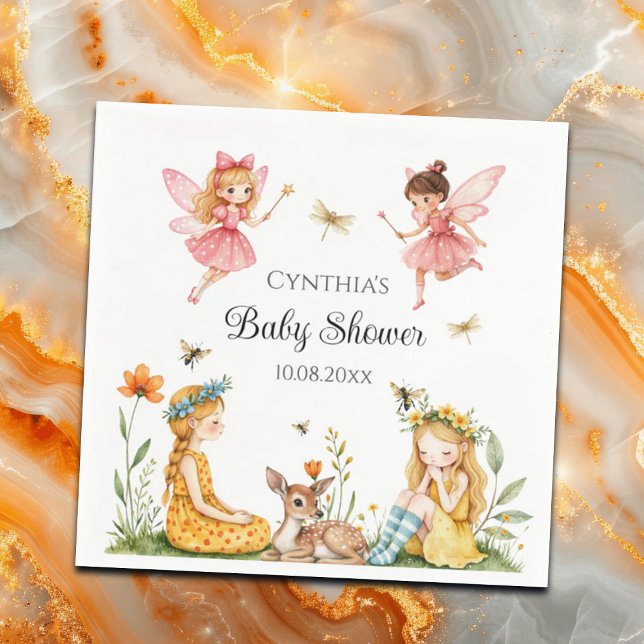 Charming Fairies Woodland Animals Baby Shower  Napkin (Creator Uploaded)