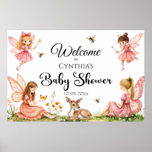 Charming Fairies Woodland Deer Baby Shower Welcome Poster