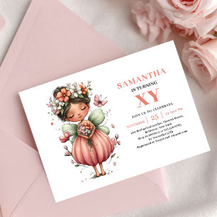 Charming Fairy Girl Birthday Pink Floral Magic Invitation