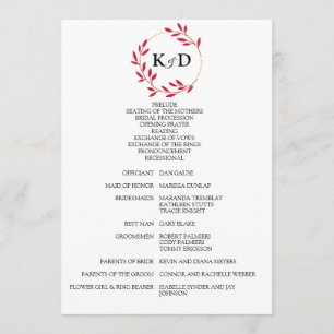 Charming Fall Leaf Monogram Wedding Program