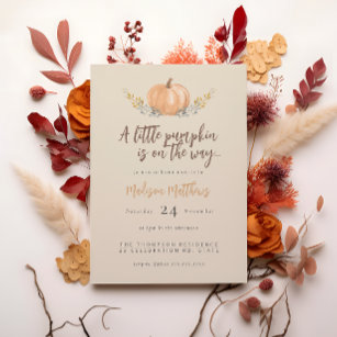 Charming Fall 'Little Pumpkin' Baby Shower  Invitation