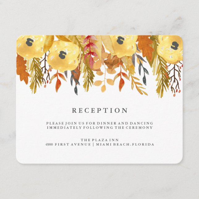 Charming Fall Watercolour Reception Card (Front)