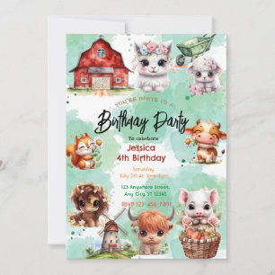Charming Farm Animal Birthday Party Invitation