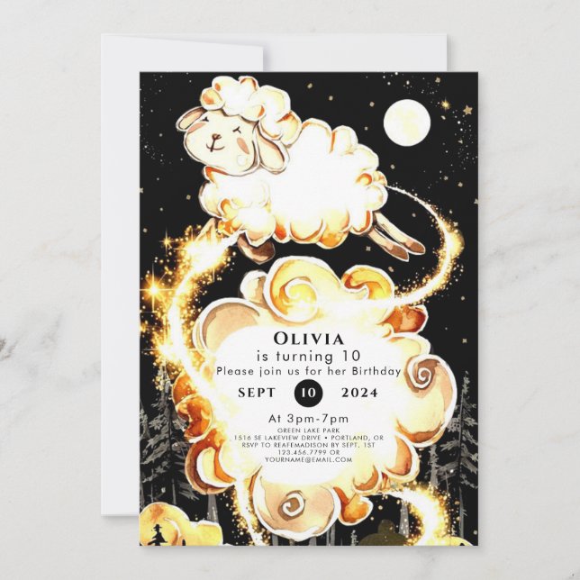 Charming Farm Sheep Birthday Invitation (Front)