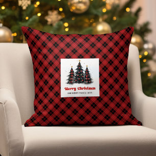 Charming Farmhouse Plaid Custom Name Pillow