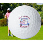 Charming Fem Golf Cart Best Grandma MonogramName Balls<br><div class="desc">A charming unique golf cart -- lovely in pink and blue with just a touch of glow on its "roof" -- tastefully done -- ready to run the course -- golf ball. Custom typography for the Monogram / Initial and first name. This is a great gift for the lady golf...</div>