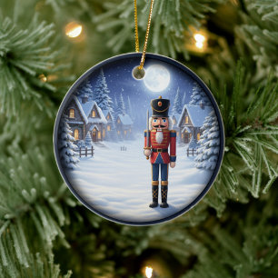 Charming Festive Christmas Scene Ceramic Ornament