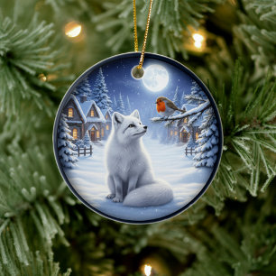 Charming Festive Christmas Scene Ceramic Ornament