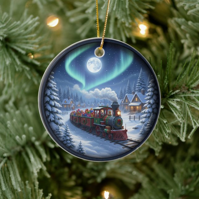 Charming Festive Christmas Scene Ceramic Ornament (Creator Uploaded)