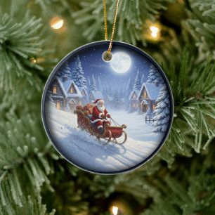 Charming Festive Christmas Scene Ceramic Ornament