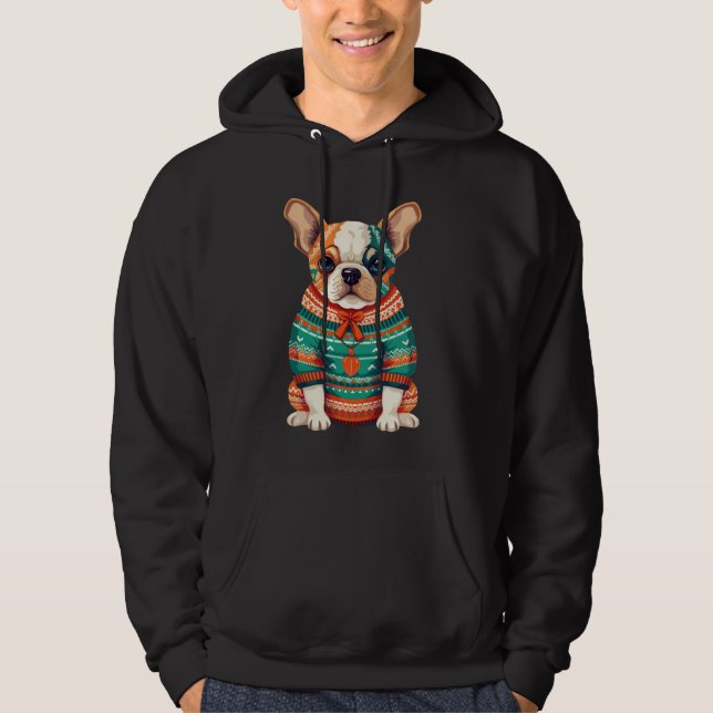Charming Festive Dog Illustration Hoodie (Front)