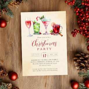 Charming Festive Drinks Christmas Party   Invitation