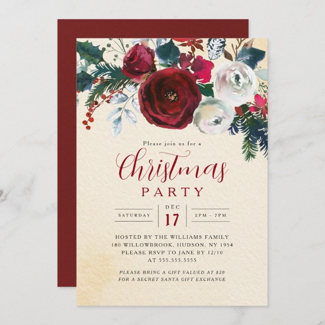 Charming Festive Foliage Christmas Party   Invitation (Front/Back)
