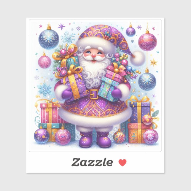 Charming Festive Santa Claus With Colourful Gifts (Sheet)