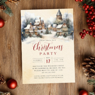 Charming Festive Village Christmas Party   Invitation