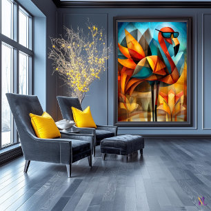 Charming Flamingo – Cubist Cool in Shades Poster