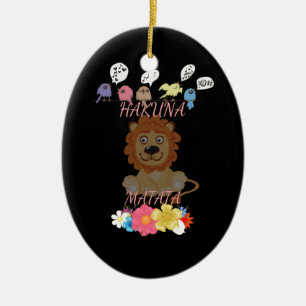 Charming "Flora and Fauna Hakuna Matata" Baby Lion Ceramic Ornament