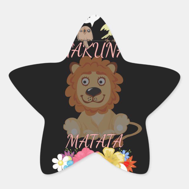 Charming "Flora and Fauna Hakuna Matata" Baby Lion Star Sticker (Front)
