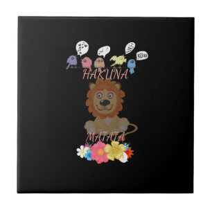 Charming "Flora and Fauna Hakuna Matata" Baby Lion Tile