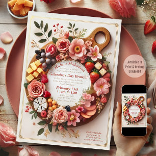 Charming Floral Charcuterie Galentine's Day Party  Invitation