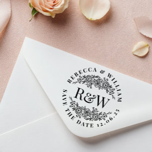 Charming Floral Monogram Self-Inking Save The Date Self-inking Stamp