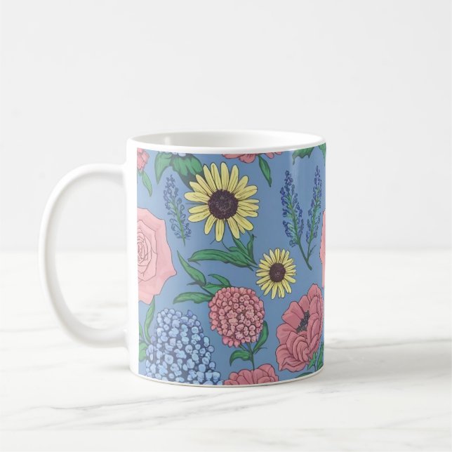 Charming Floral Mugs,Perfect Gifts for Flower  Coffee Mug (Left)