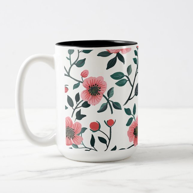 Charming Floral Print Coffee Mug (Left)
