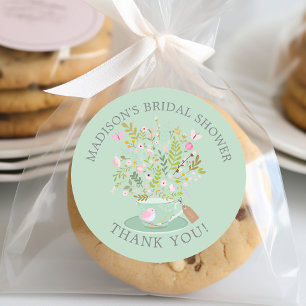 Charming Floral Tea Bridal Tea Party Sticker