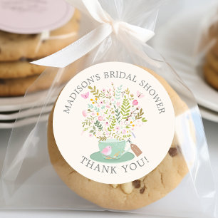 Charming Floral Tea Bridal Tea Party Sticker