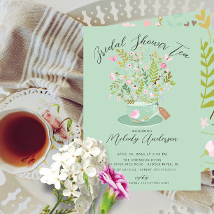Charming Floral Tea Party Bridal Shower Invitation