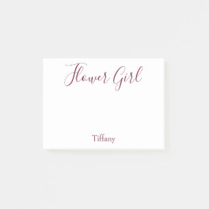 Charming Flower Girl White and Burgundy Post-it Notes