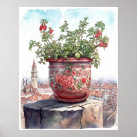 Charming Flower Pot Watercolor