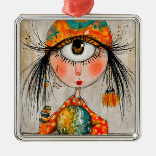 Charming Fortune Teller Cyclops Metal Ornament