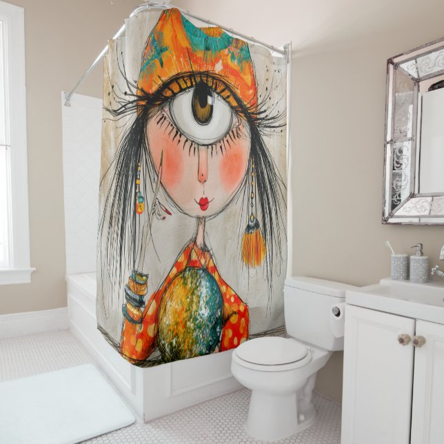 Charming Fortune Teller Cyclops Shower Curtain (In Situ)