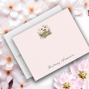 Charming Fox And Floral All Purpose Flat Card