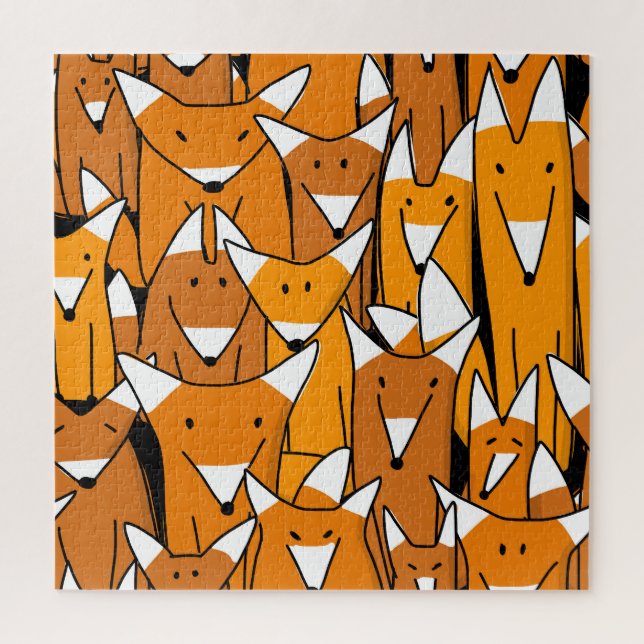 Charming Fox Family: Playful Animal Pattern Jigsaw Puzzle (Vertical)
