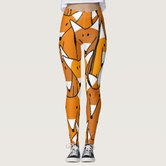 Charming Fox Family: Playful Animal Pattern Leggings