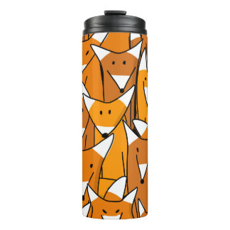 Charming Fox Family: Playful Animal Pattern Thermal Tumbler