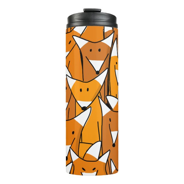 Charming Fox Family: Playful Animal Pattern Thermal Tumbler (Front)